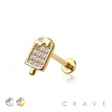 MULTI CZ ICE CREAM TOP THREADLESS (PUSH IN) 316L SURGICAL STEEL LABRET SET